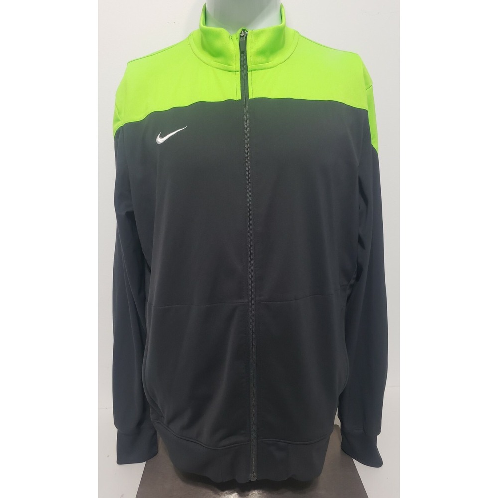 Nike Dri-Fit Track Full-Zip Jacket Unisex Large‎ Gray & Neon Soccer Warm-up